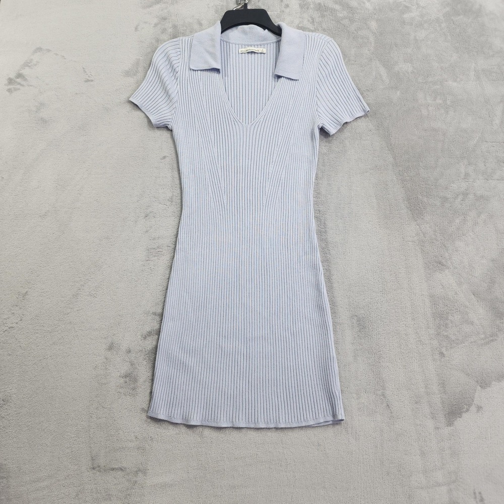 Abercrombie & Fitch Dress Womens S Blue Ribbed Collared Short Sleeve Polo Mini
